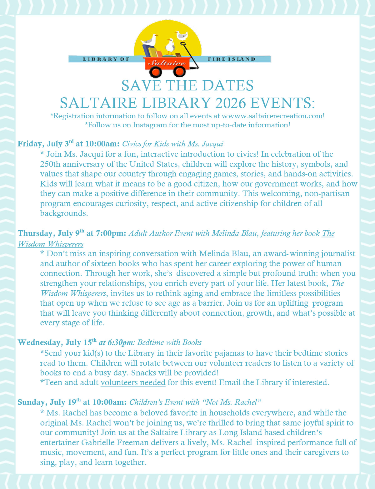 Microsoft Word - Save the Date Library 2026 Saltaire Library Program Description 2025